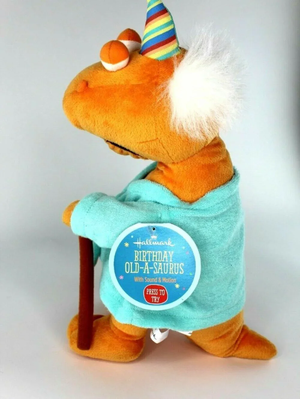 New Hallmark Sound/Motion Birthday Old-A-Saurus Collectible 13” Tall Plush Nwt
